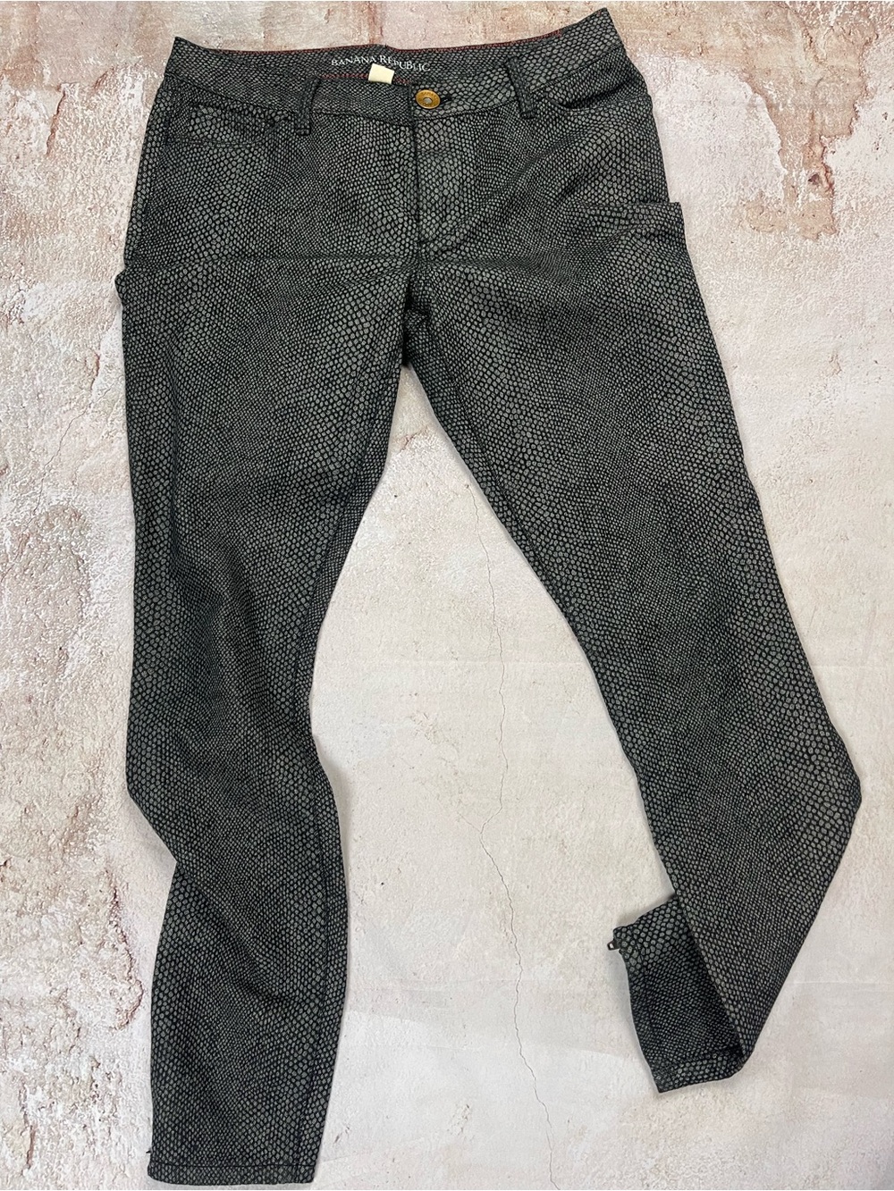Banana Republic Snakeskin Print Skinny Ankle Zip-Pants Size 27R
